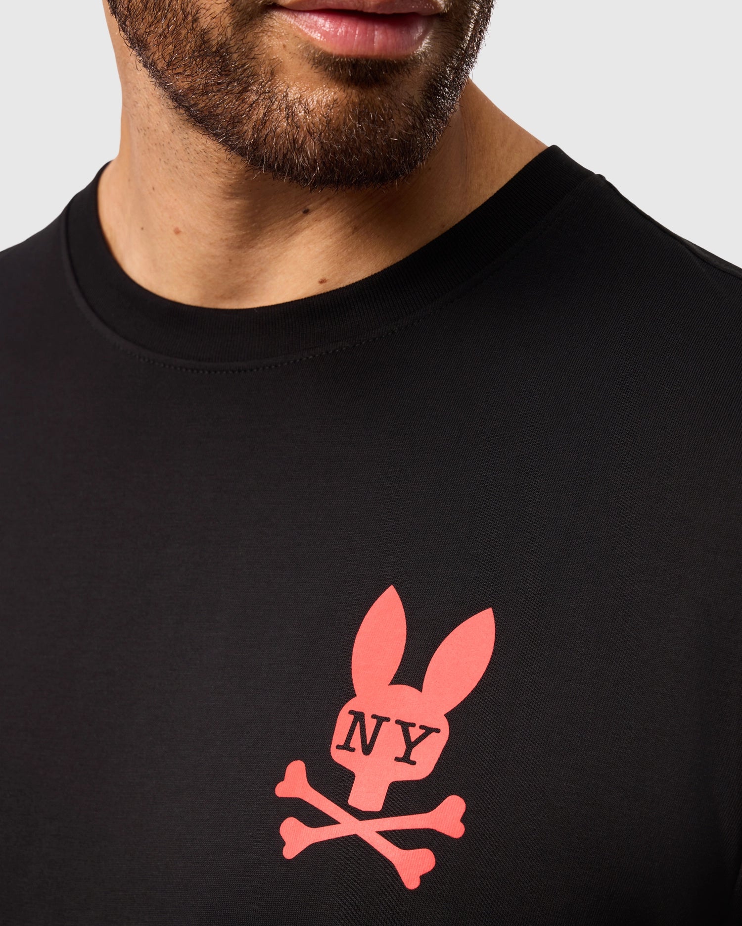 Psycho Bunny Men's Tees New York Tee B6U554W1PC T-shirt nera in cotone Pima