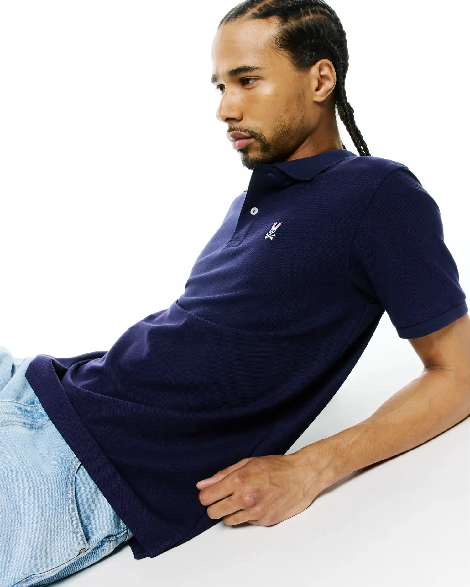 Psycho Bunny Men's Polos B6K001CRPC polo Evening Blue cotone Pima