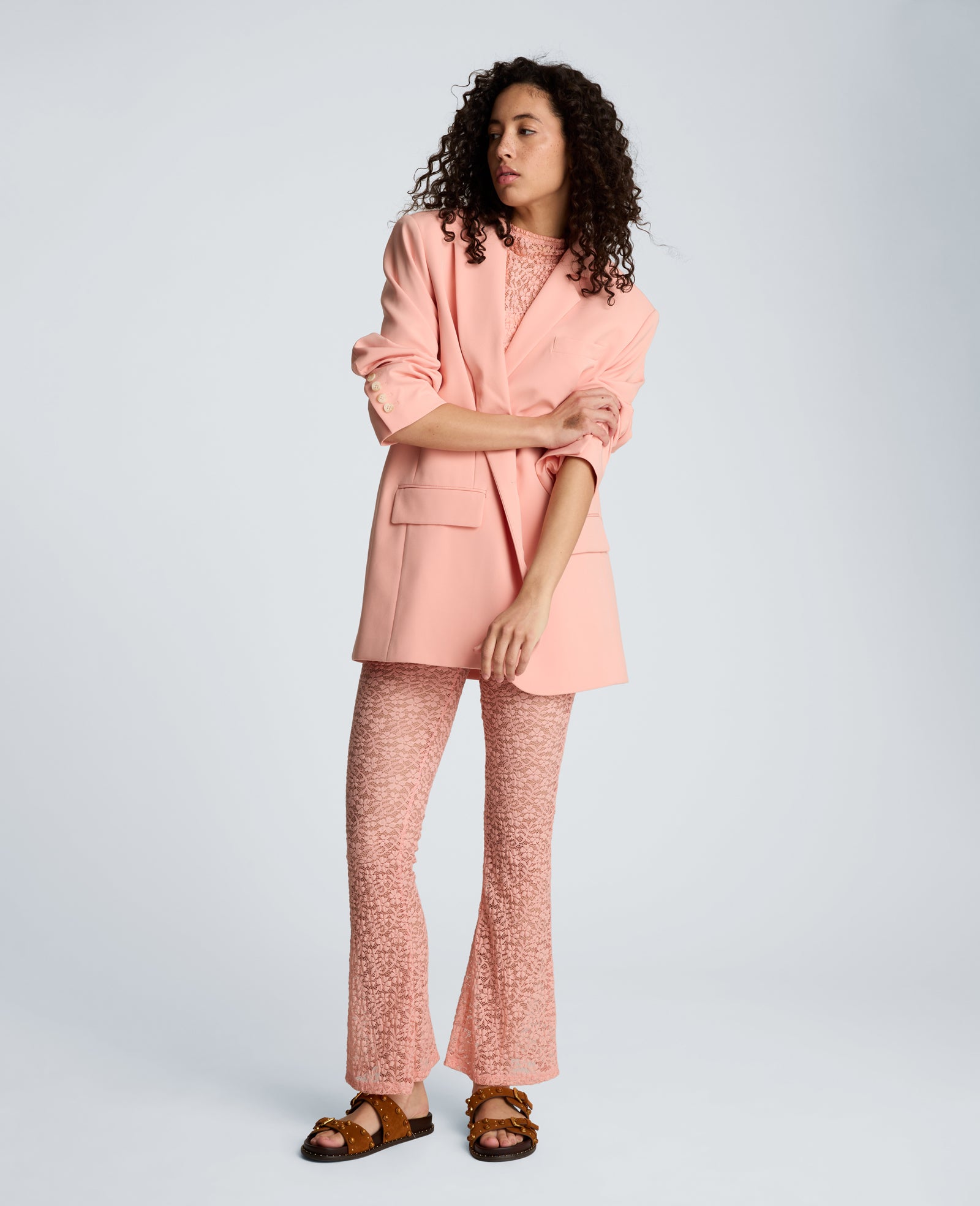 Kenneth Cole Reaction Clothing Stretch Lace Pull On Flare Pant with Inner Short pantaloni flare pesca con shorts
