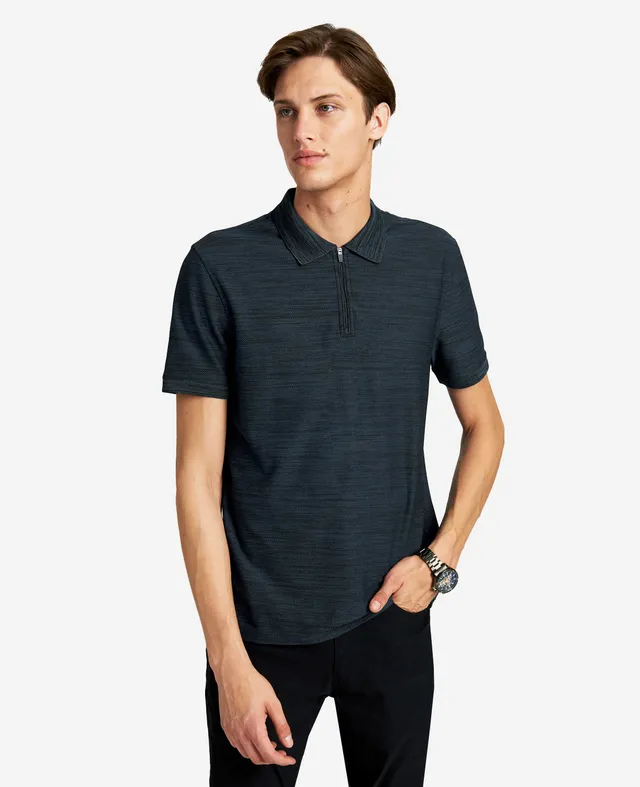 Kenneth Cole Reaction Zip-Up Knit Polo polo in maglia blu navy