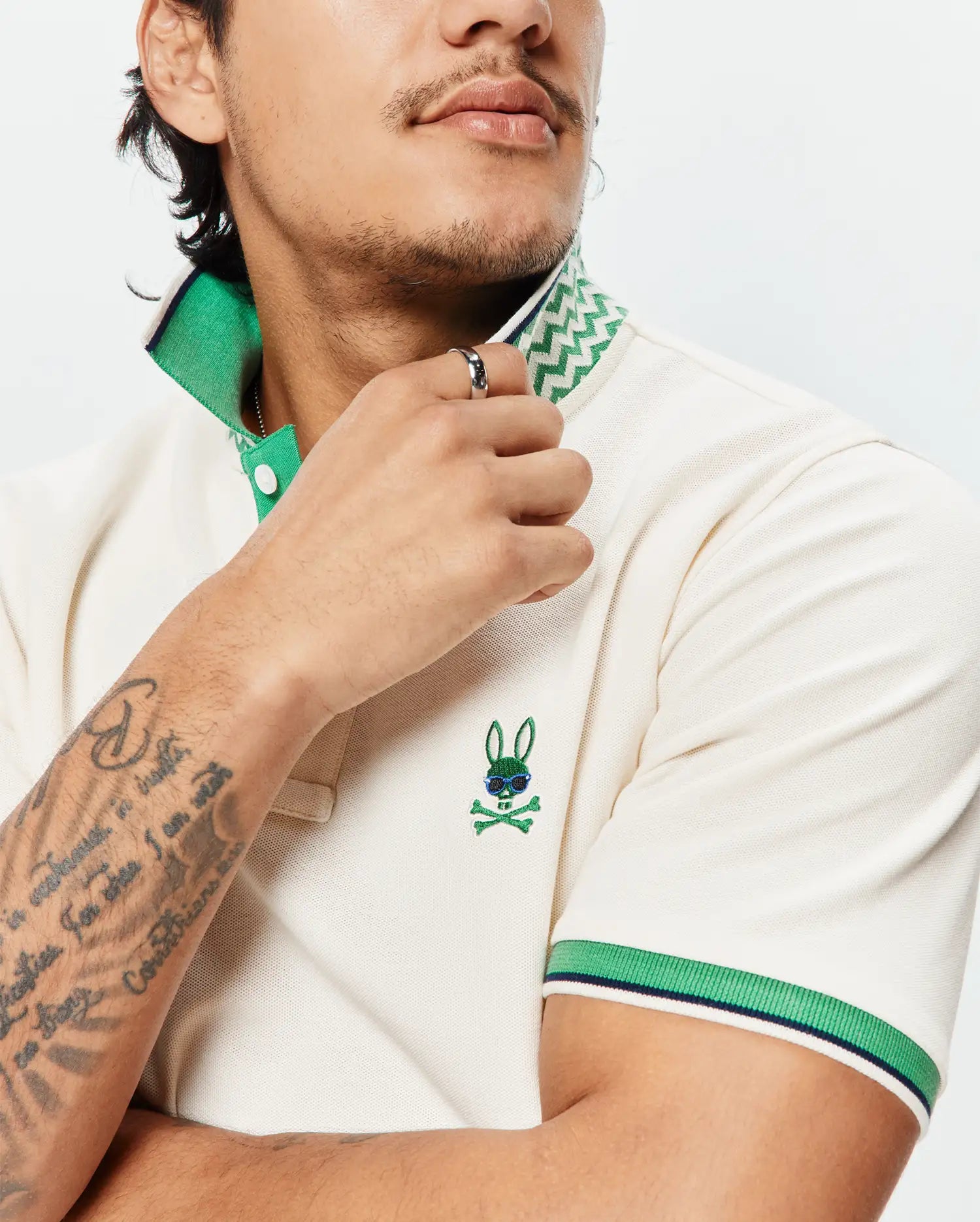 Psycho Bunny Men's Polos MENS SUNNY PIQUE POLO - MT0100194 polo bianca Pima