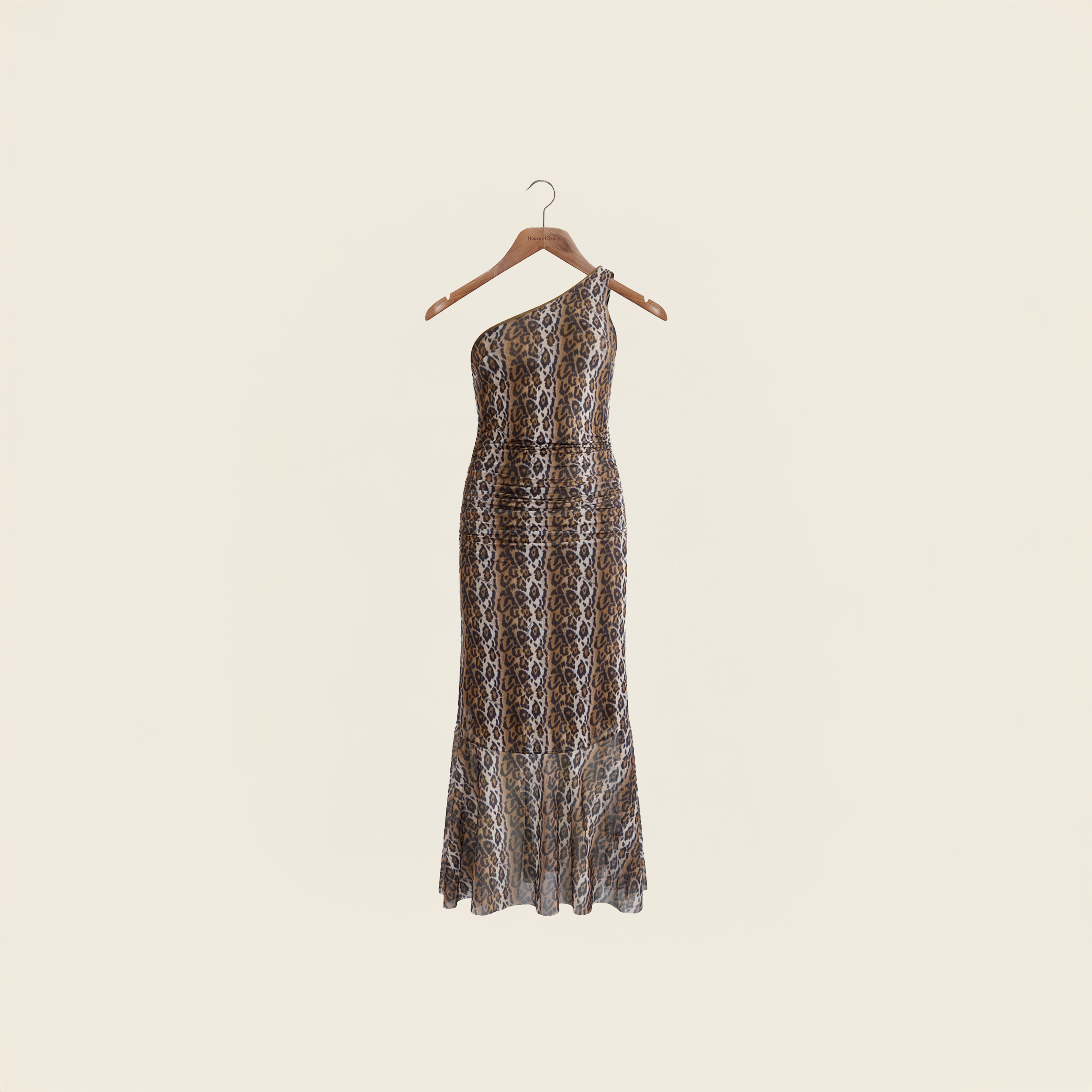 House Of Sunny Women's Dresses Leopard Asymmetric Dress vestito midi leopardato taglie UK 6-18