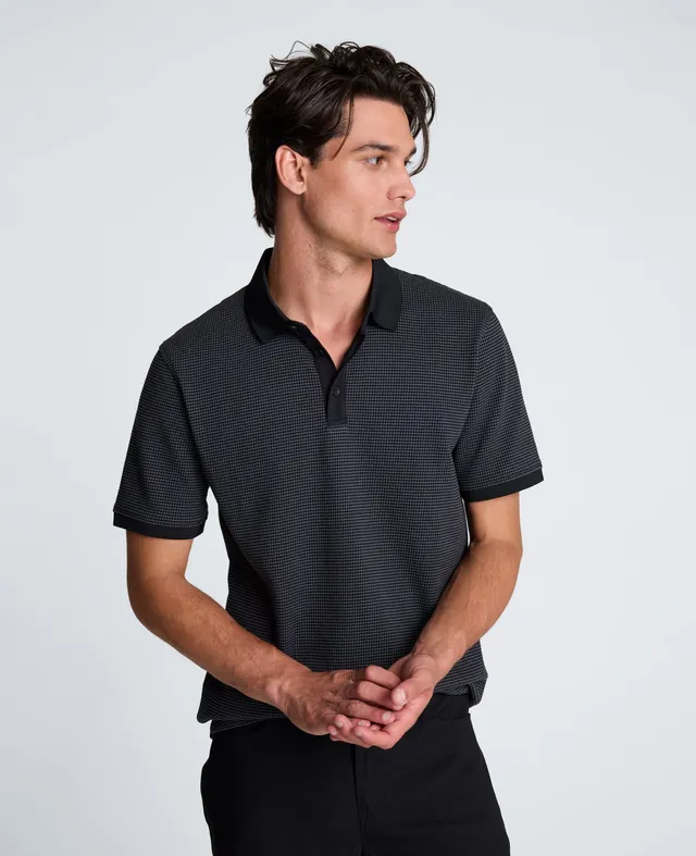 Kenneth Cole Reaction Clothing Contrast Placket Short Sleeve Polo polo antracite/nero