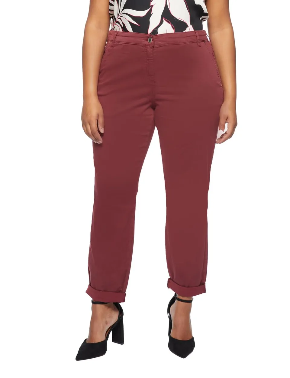 Fiorella Rubino Pantaloni Chinos in Tencel pantaloni 48 Plus gamba dritta