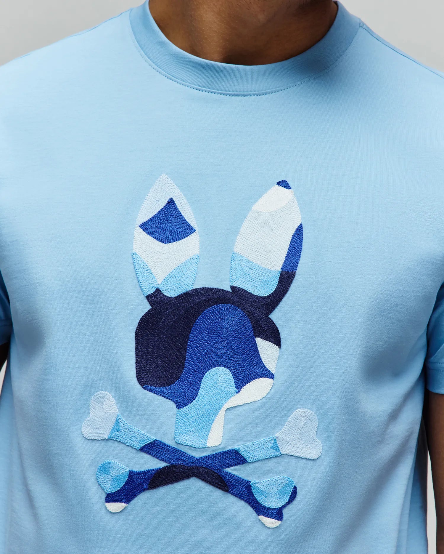 Psycho Bunny Men's Tees Ara Graphic Tee t-shirt blu cotone Pima