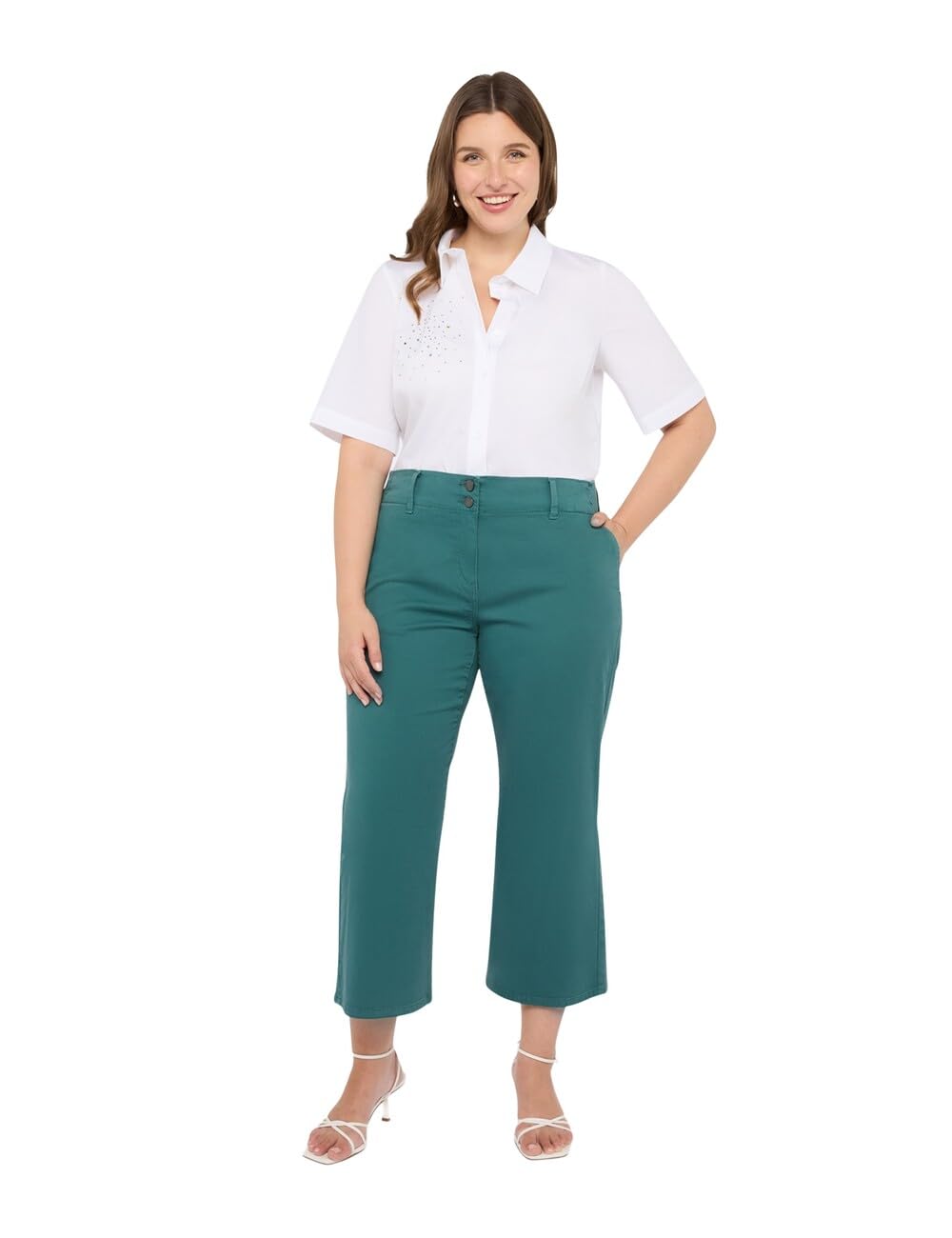 Fiorella Rubino Pantaloni Pantaloni Cropped in Misto Cotone 46 Plus, 48 Plus e 50 Plus