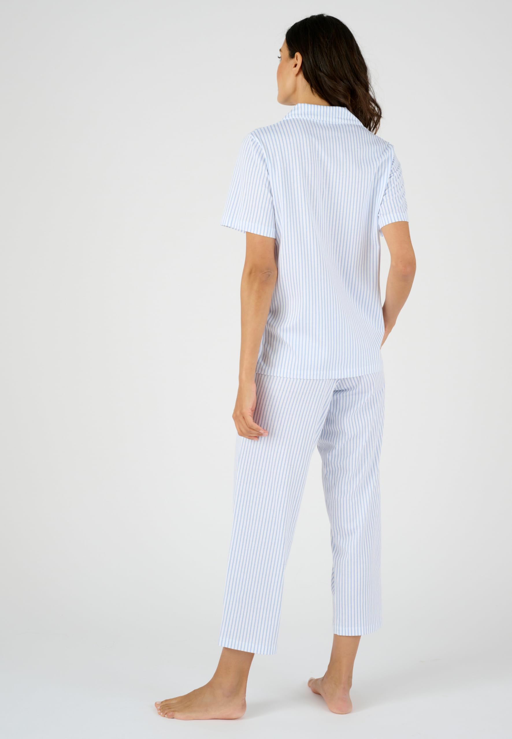 Damart Homewear Pigiama da donna 7/8 blu a strisce taglia XS in cotone