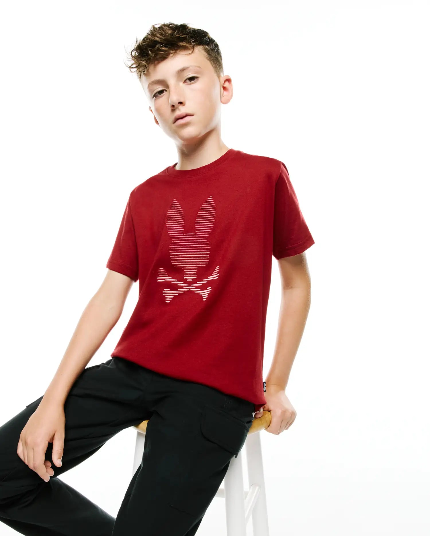 Psycho Bunny Kids Tees Kids' Slade Pima Graphic Tee t-shirt rossa 2T cotone Pima
