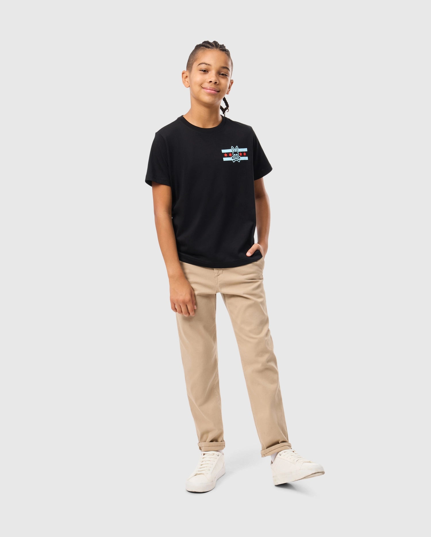 Psycho Bunny Kids Tees Chicago City Tee B0U551W1PC maglietta nera