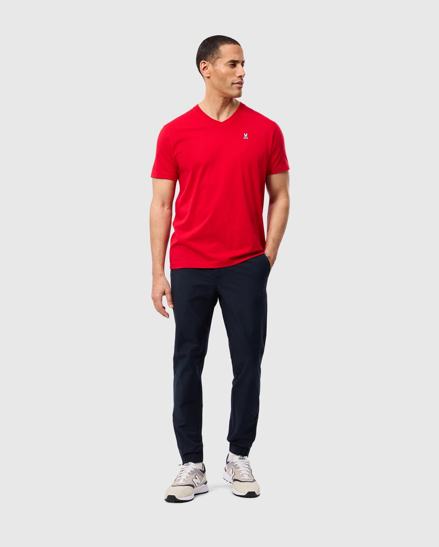 Psycho Bunny Men's Tees B6U100CRPC t-shirt scollo a V 620 Brilliant Red