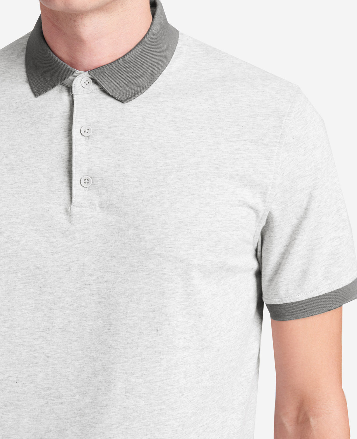 Kenneth Cole Reaction Clothing Colorblock Collar Solid Short Sleeve Polo polo uomo grigia elasticizzata