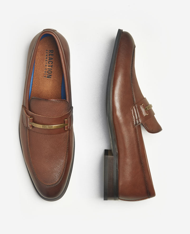 Kenneth Cole Reaction Marco Slip on Loafer mocassini color cuoio uomo
