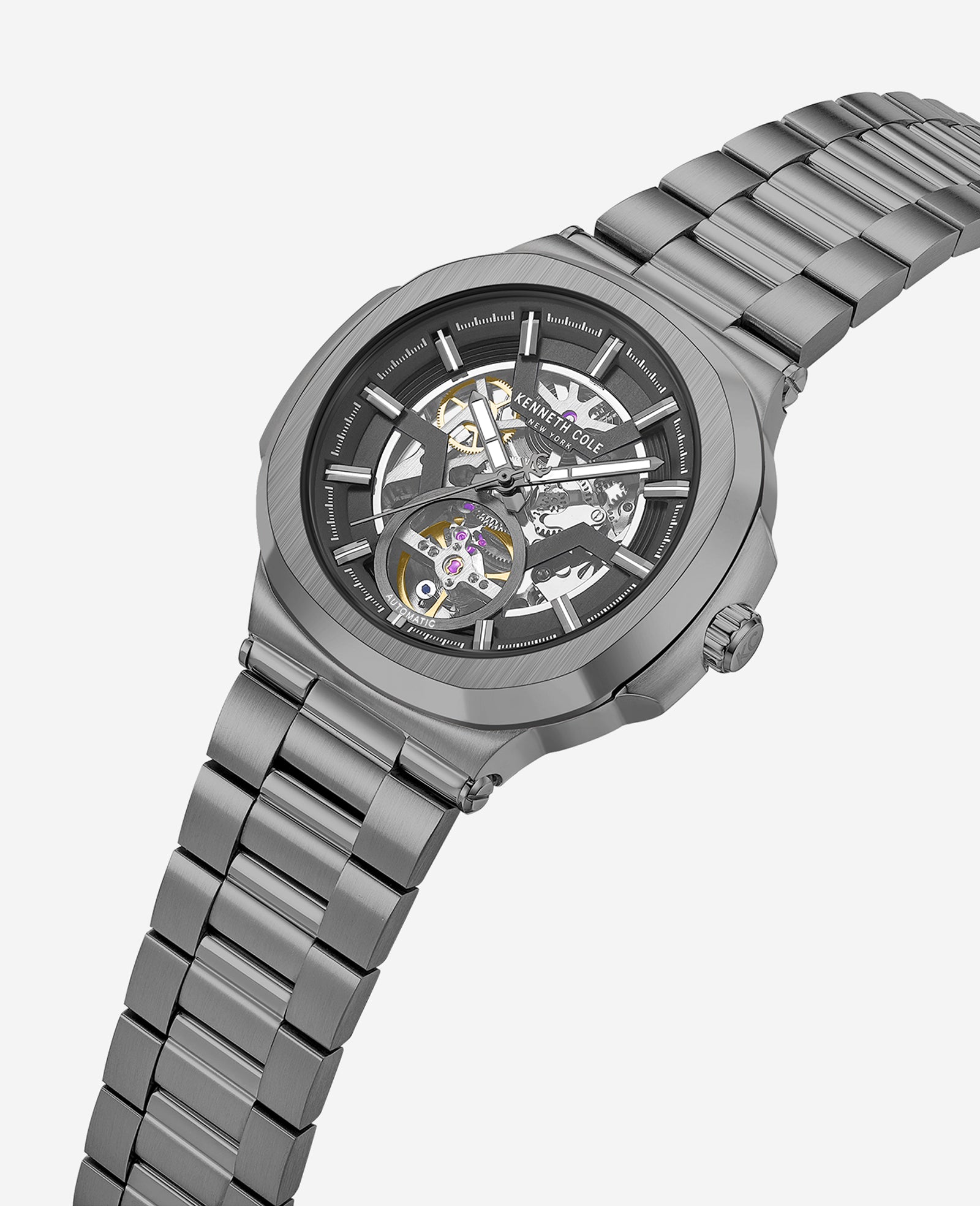 Kenneth Cole Reaction Watches Skeleton Automatic Bracelet Watch orologio grigio scuro automatico