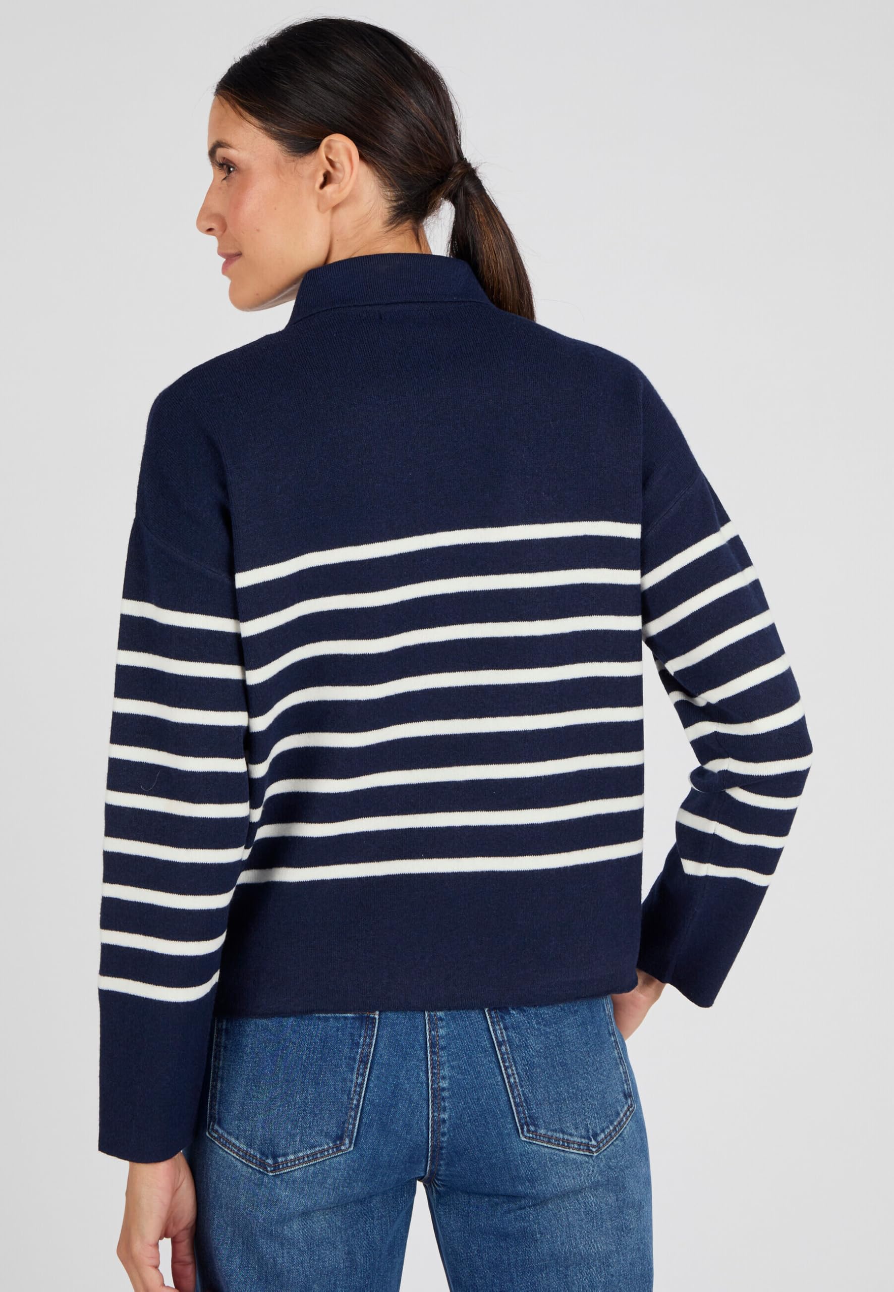 Damart Prêt-à-porter gilet termico donna blu marino a righe 50-52 Thermolactyl