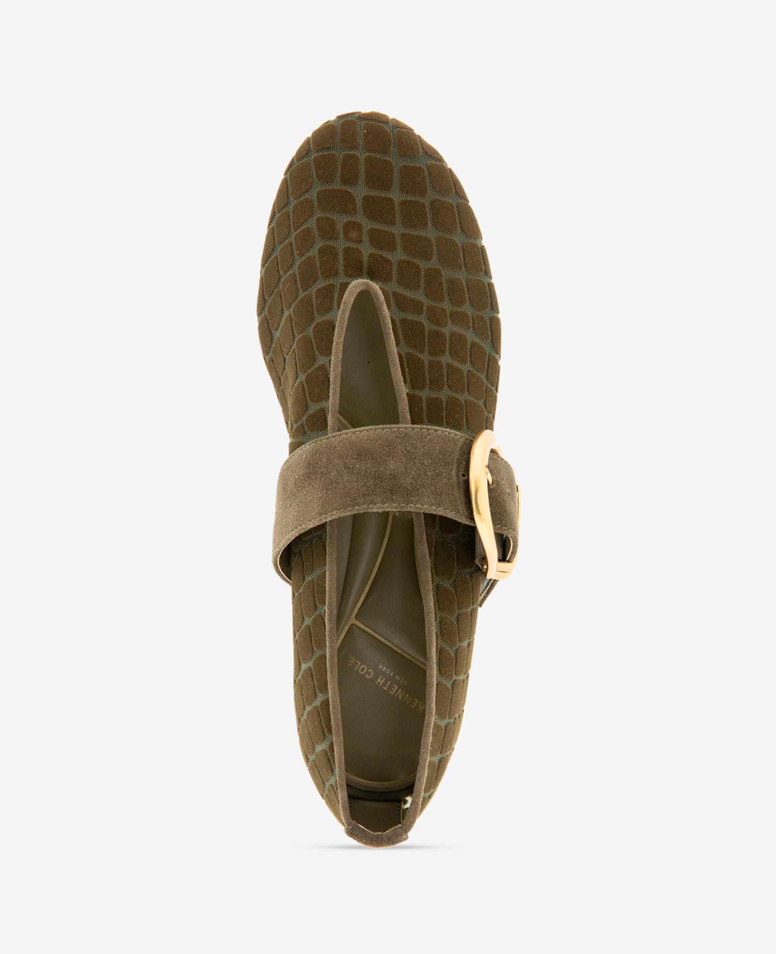 Kenneth Cole Reaction Shoes Tamarra Croco Mesh Ballet Flat ballerine oliva