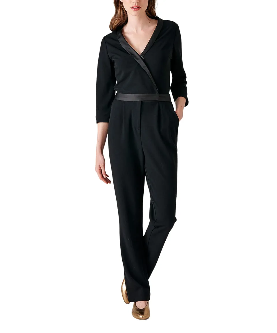 Damart Prêt-à-porter tuta pantaloni donna dettagli satinati nera 52
