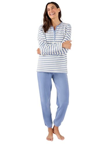 Damart Homewear Pigiama Thermolactyl maglia pile donna blu 34-36 XS
