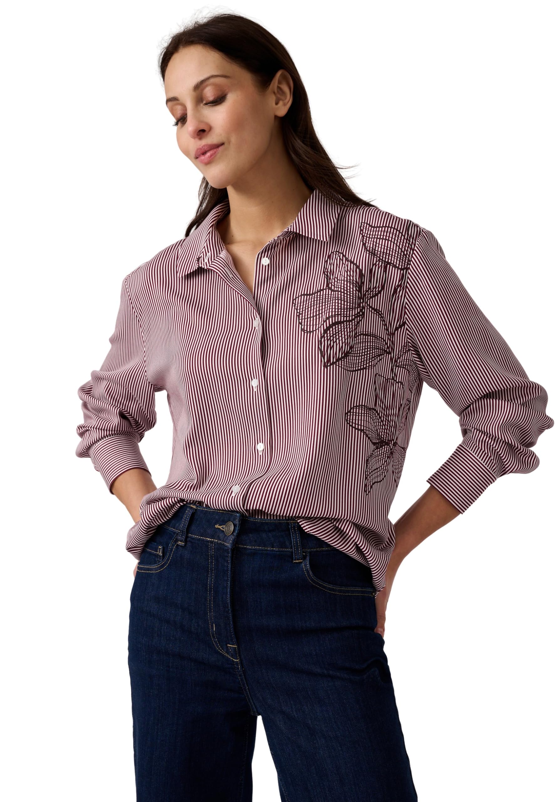 Damart Prêt-à-porter Blusa a righe blu in viscosa EcoVero