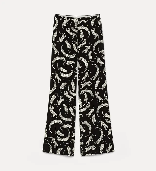 Forte pantaloni velvet trousers with “royal leopard” print night pantaloni nero