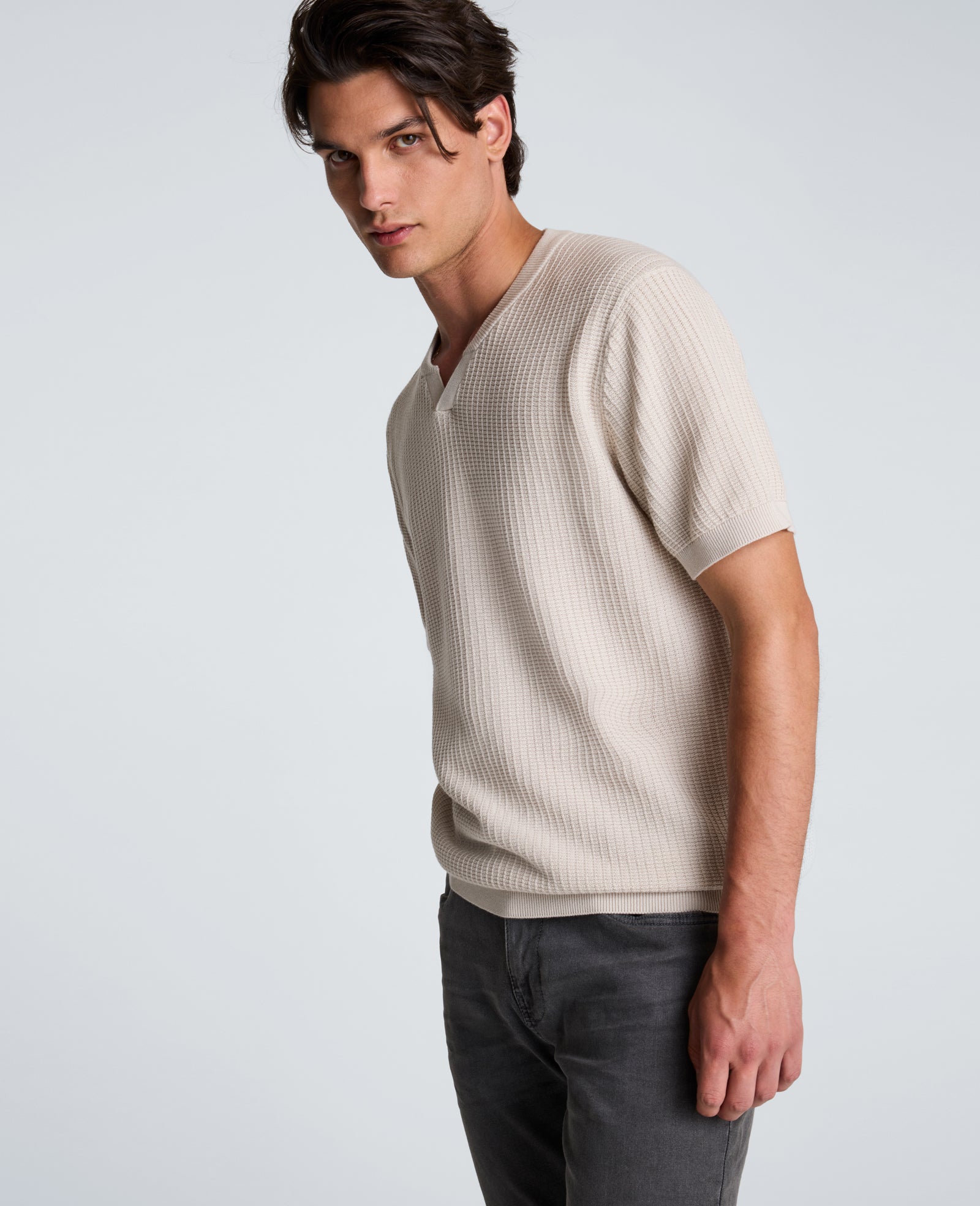 Kenneth Cole Reaction Johnny Collar Henley Sweater maglia uomo in cotone