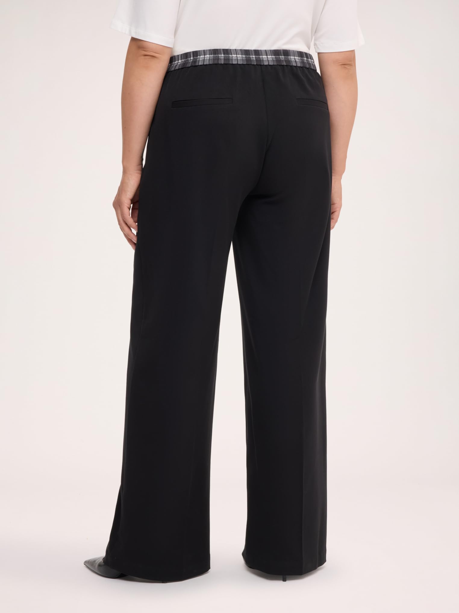 Fiorella Rubino Pantaloni Pantaloni Wide Leg con Banda Check pantaloni 58 Plus