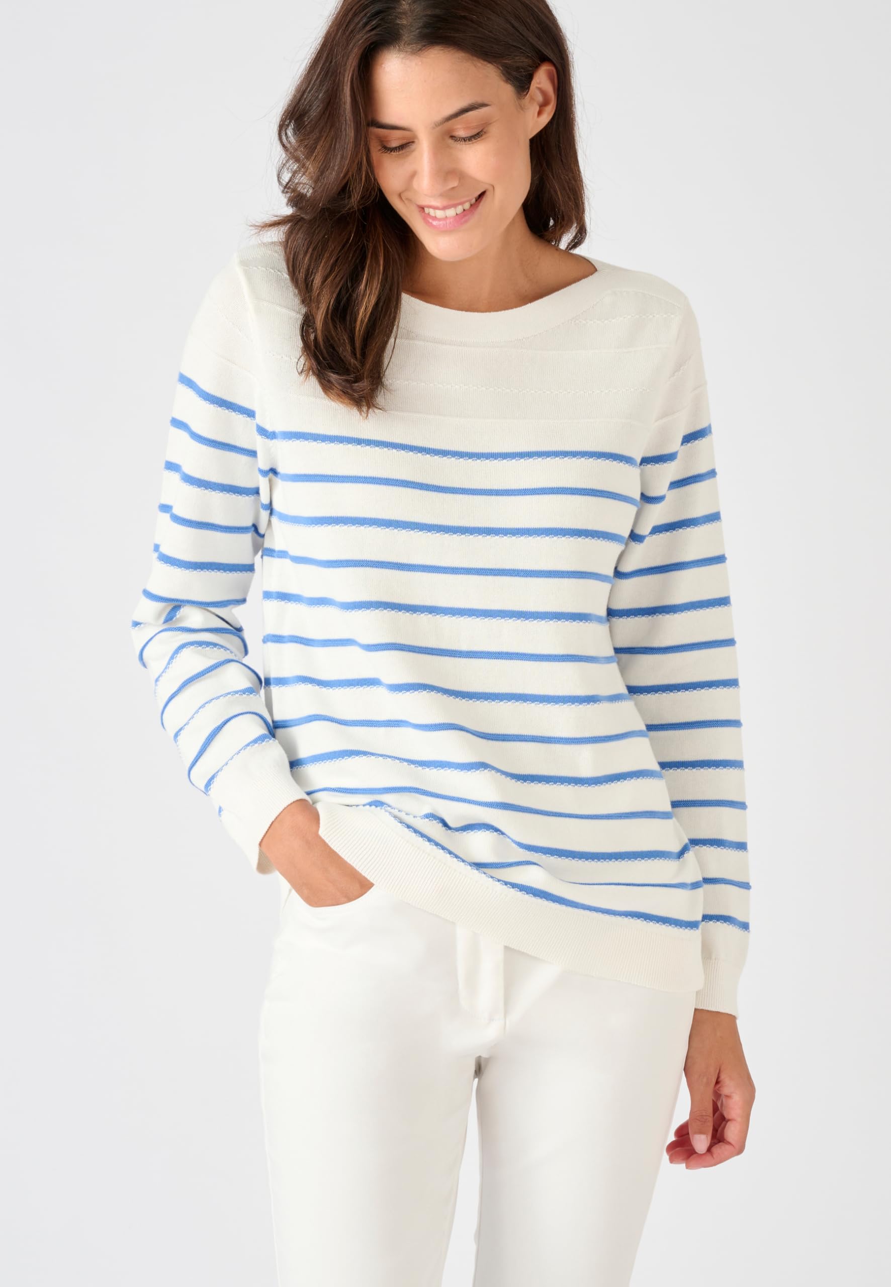 Damart Prêt-à-porter Maglione a righe fantasia maglione donna cotone biologico