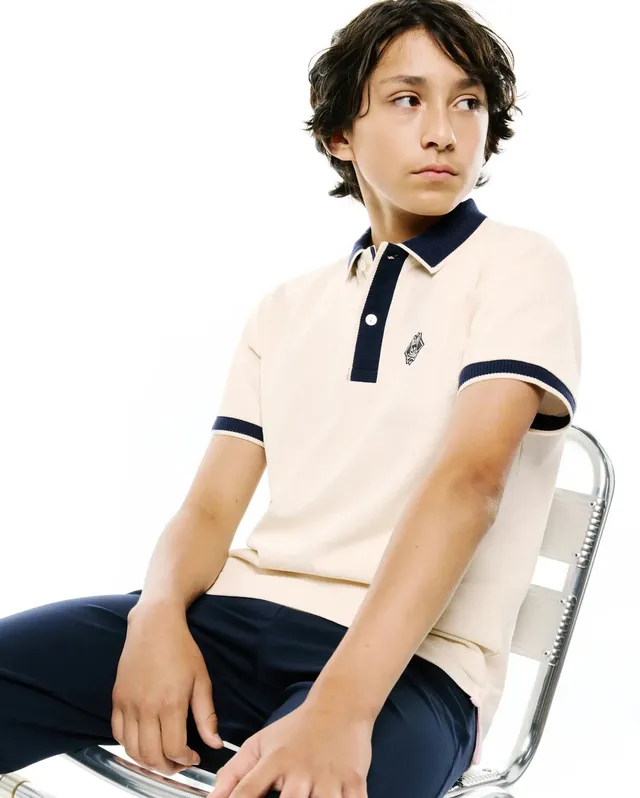 Psycho Bunny Kids Polo Shirts Robin Piqué Polo KT0100157 polo grigia e bianca