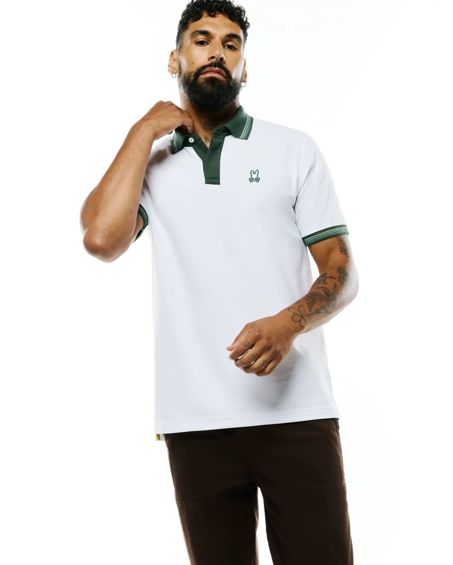 Psycho Bunny Men's Polos Jaydon Pima Piqué Polo uomo bianco cotone