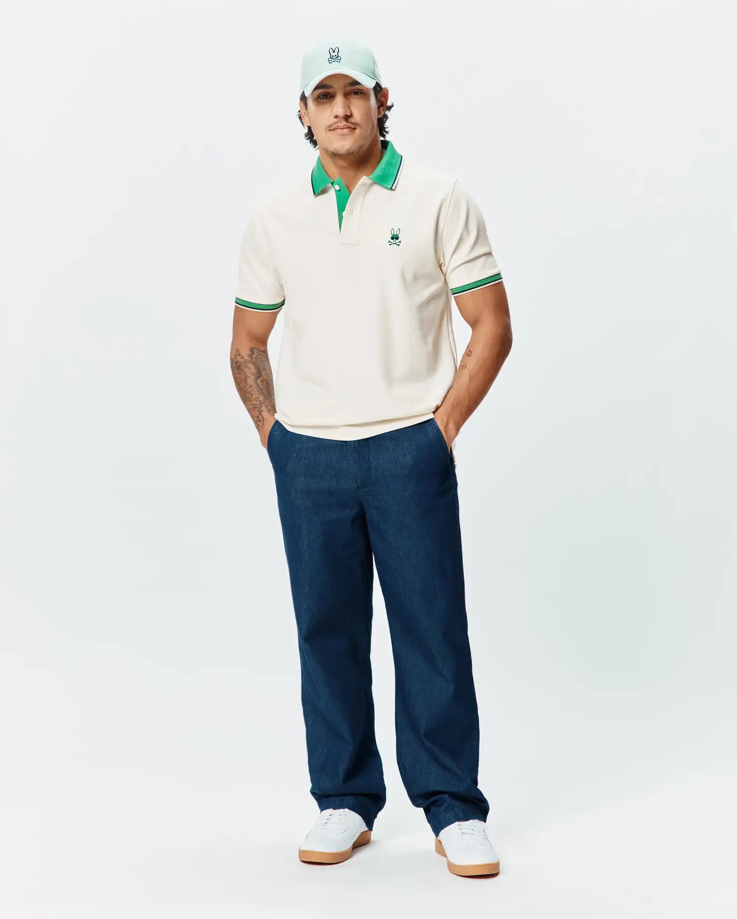 Psycho Bunny Men's Polos MENS SUNNY PIQUE POLO - MT0100194 polo bianca Pima