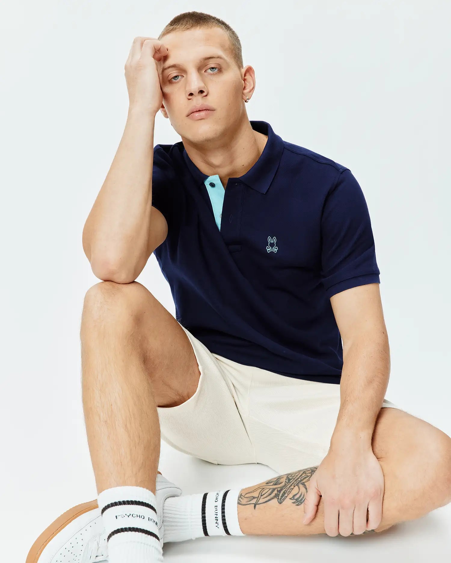 Psycho Bunny Blythe Pique Polo polo blu XXS-XXL in cotone Pima