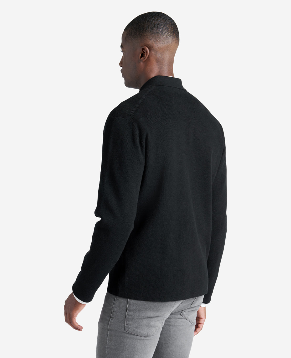 Kenneth Cole Reaction Clothing Long Sleeve Polo Sweater maglione polo nero