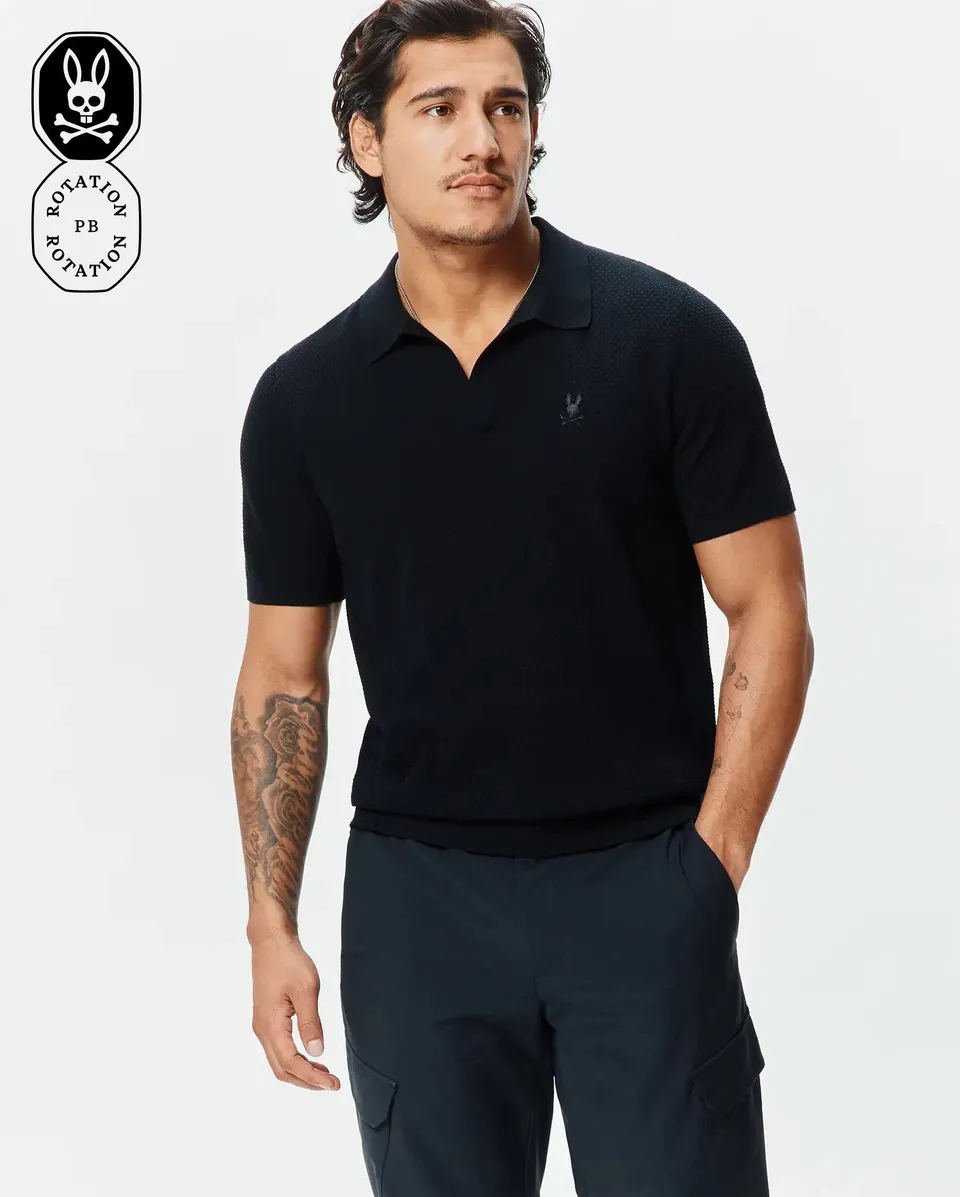 Psycho Bunny Men's Polos MENS DEVON KNIT POLO MT0100169 polo 001 Black XXS-XXXL cotone