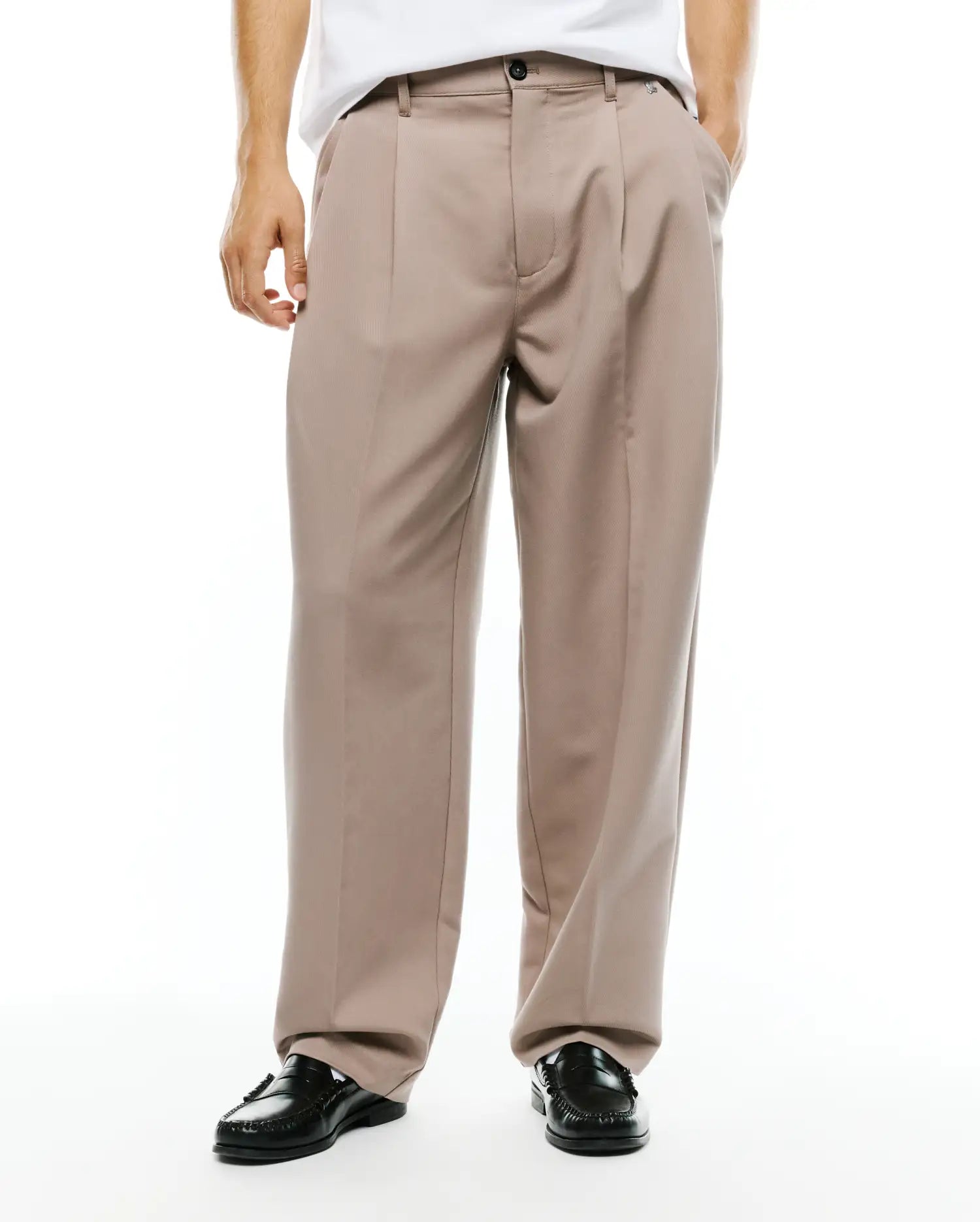 Psycho Bunny Men's Pants Wayde Wide-Leg Pleated Pants pantaloni grigio tortora