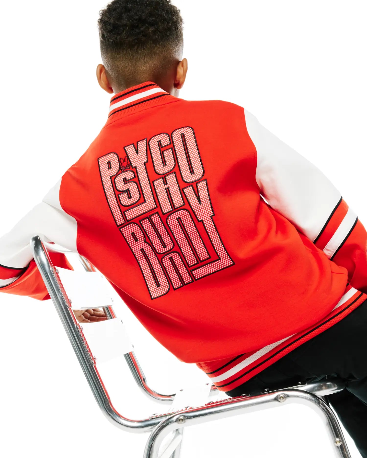 Psycho Bunny Kids Outerwear Joey Varsity Bomber bomber Fiery Red elasticizzato