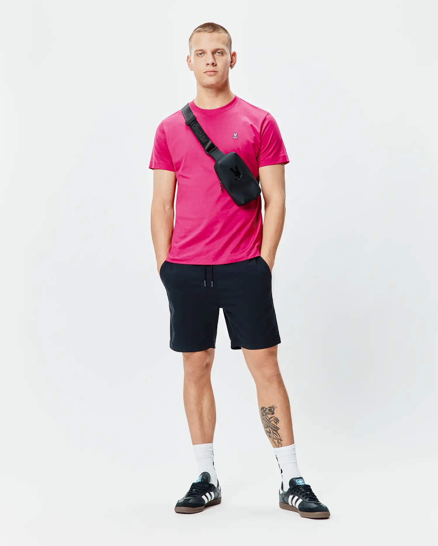 Psycho Bunny Men's Tees Classic Crew Neck Tee B6U014F200 maglietta rosa Yarrow XXS–XXXL in cotone Pima