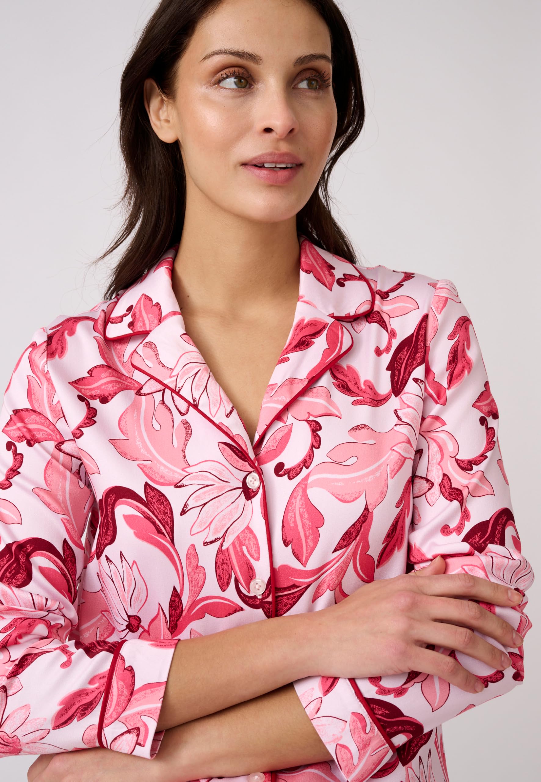 Damart Homewear Pigiama da donna XL blu fiorito in raso