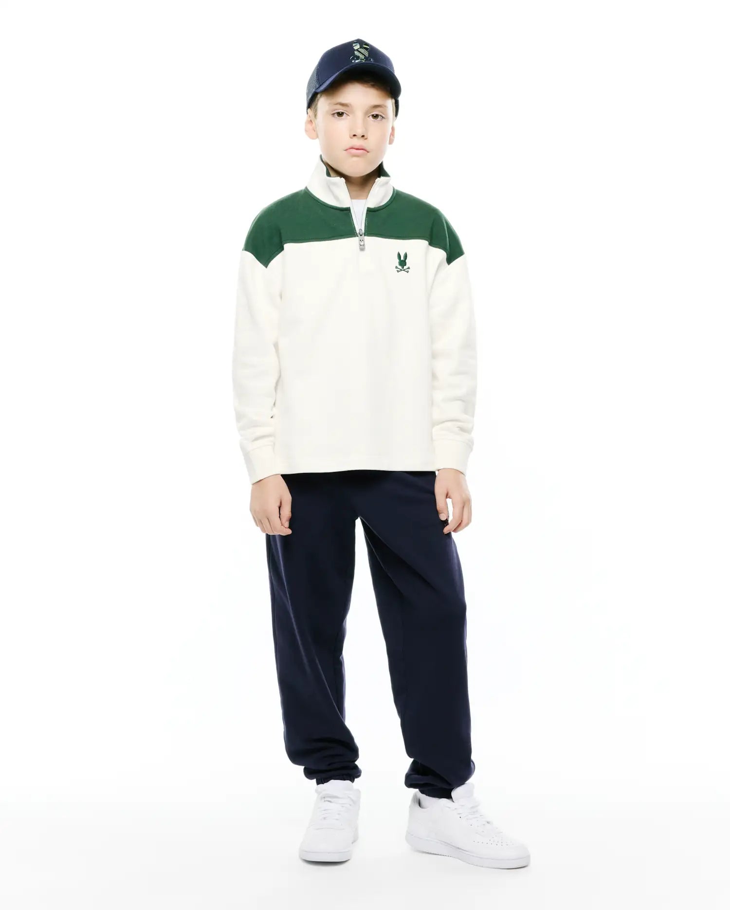 Psycho Bunny Gabe Quarter Zip Sweatshirt KT0500097 felpa bambini ecru