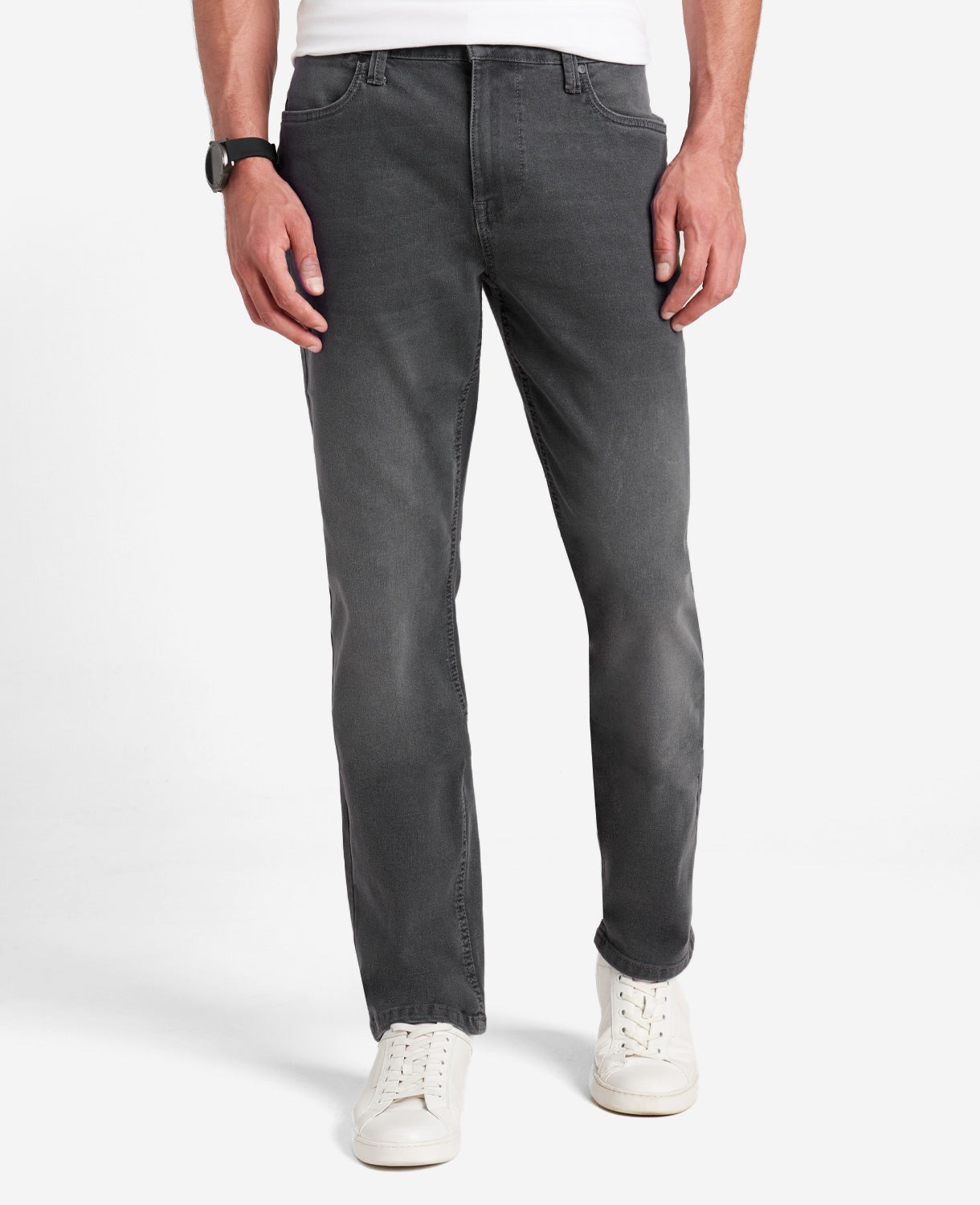 Kenneth Cole Reaction Clothing Athletic-Fit Recycled Stretch Denim Jean jeans grigi elasticizzati