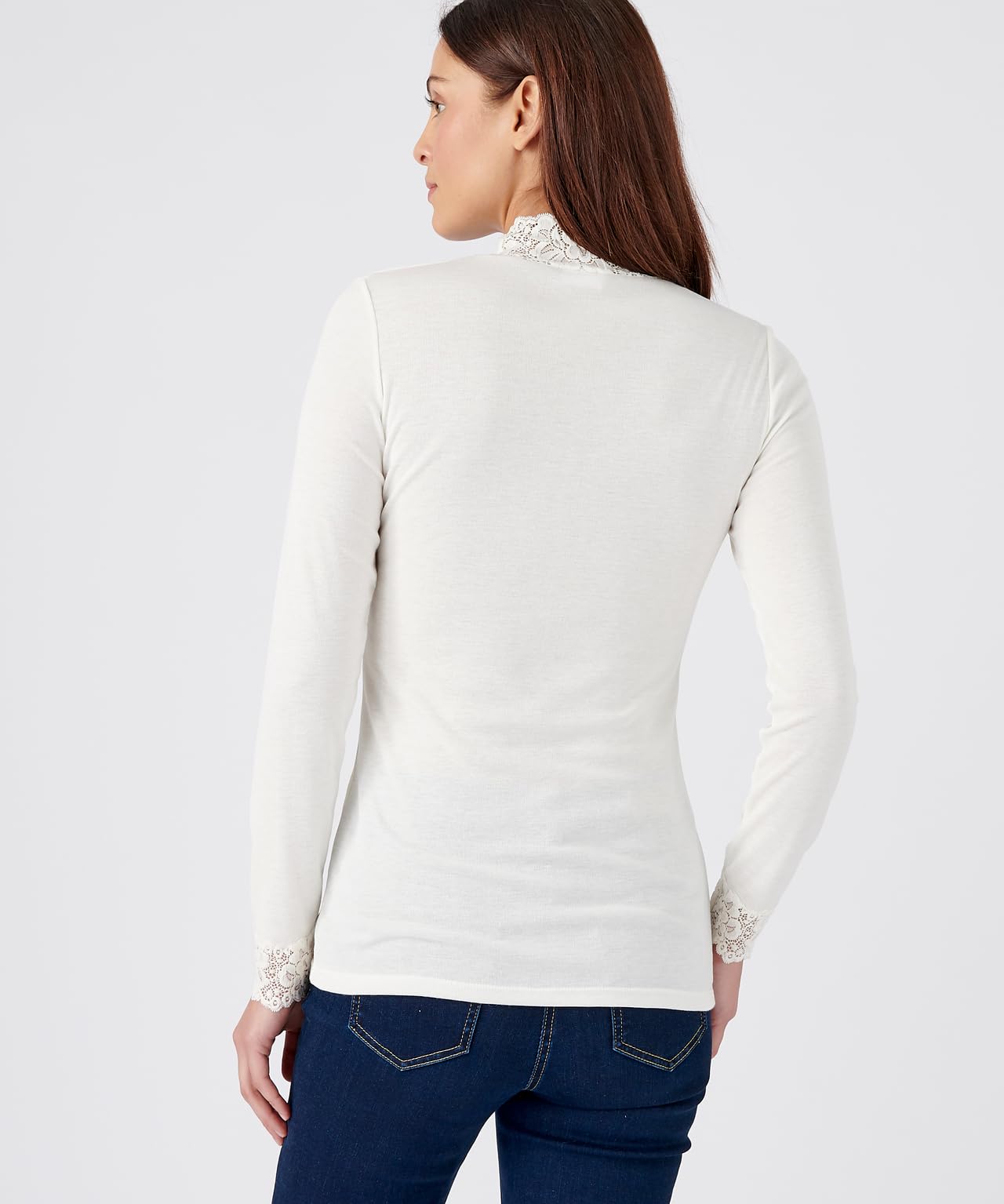 Damart Thermolactyl T-shirt a maniche lunghe a costine donna bianca M