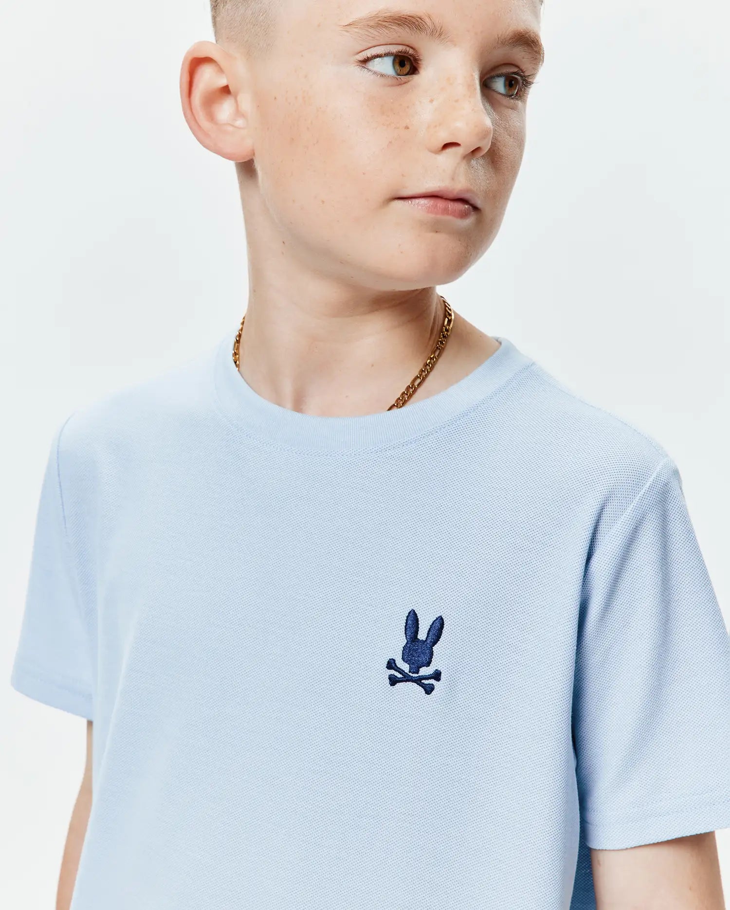 Psycho Bunny Kids Tees Taylor Pique Tee T-shirt bambini blu