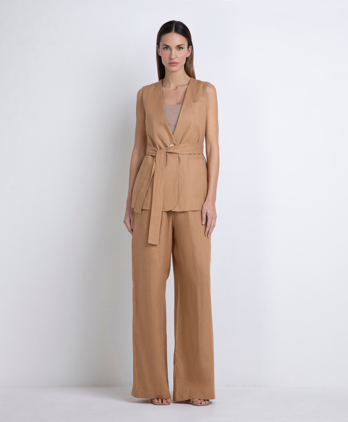 Markup Donna Giacche & Giubbotti Gilet in lino con cintura