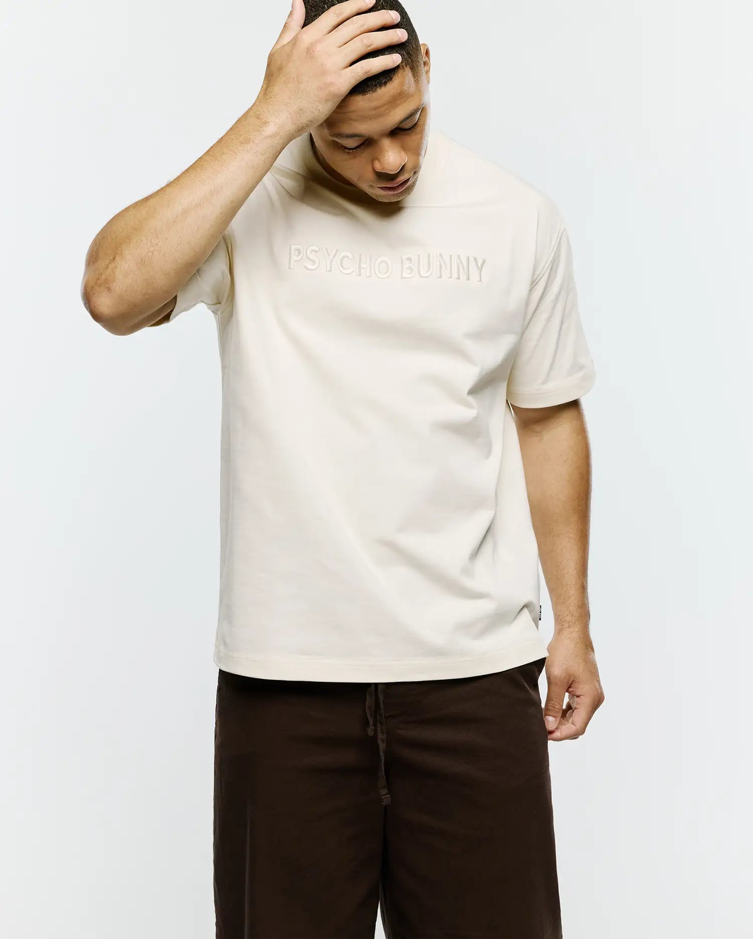 Psycho Bunny Men's Tees Windcrest Oversized T-shirt bianca oversize in cotone