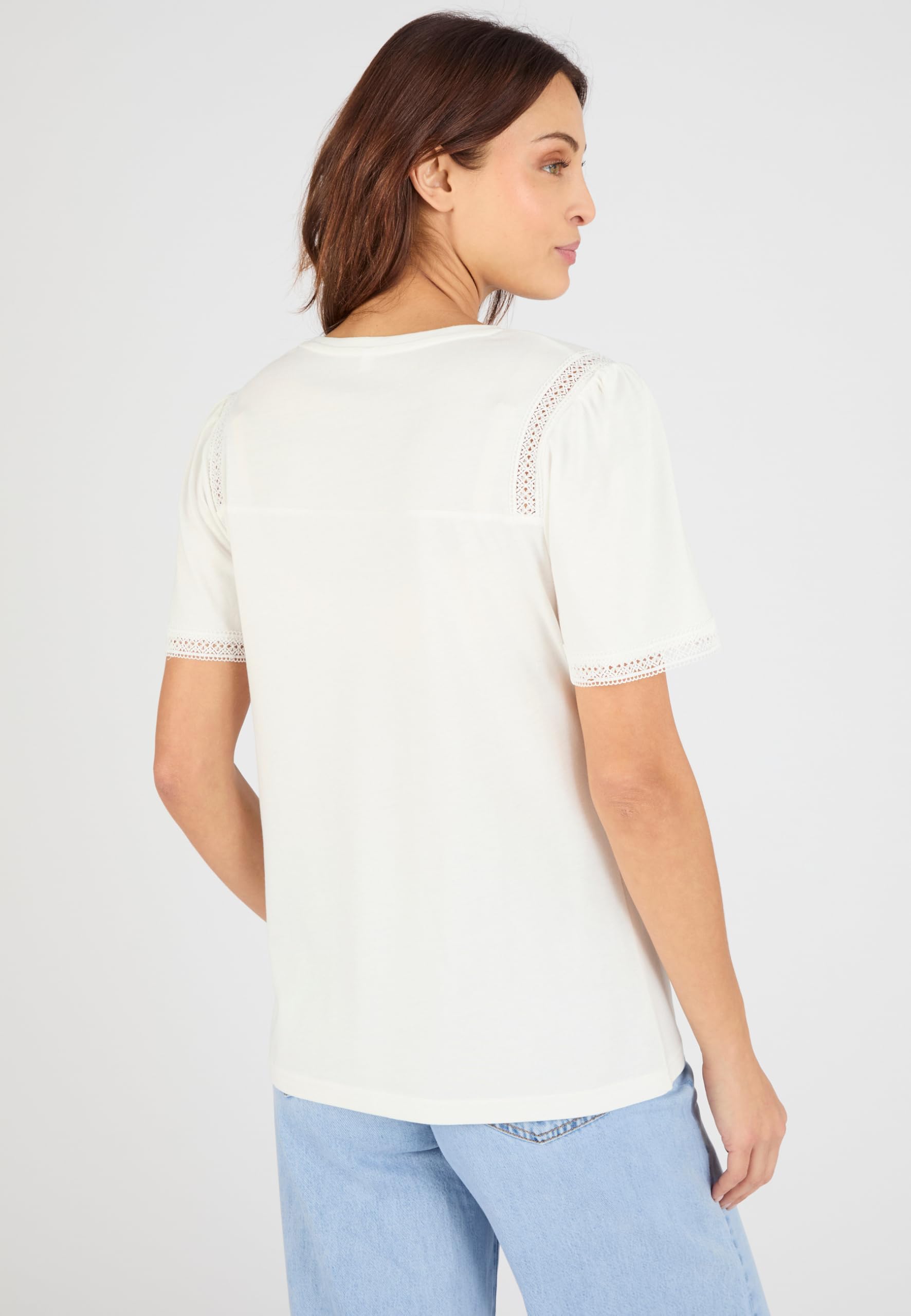 Damart Prêt-à-porter T-Shirt dettagli pizzo donna bianca 38-40