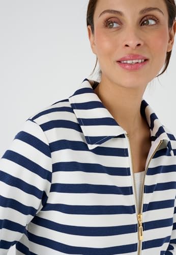 Damart Prêt-à-porter Giacca relax in maglia a righe 38-40 con zip dorata