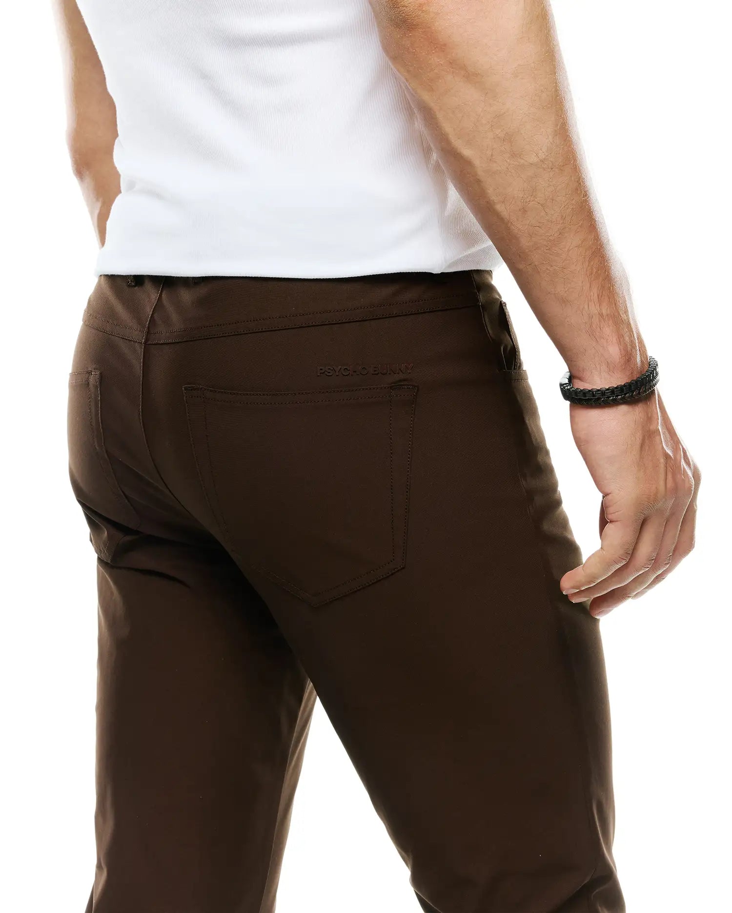 Psycho Bunny Men's Pants Maverick 10K Slim Fit Pant pantaloni marroni elasticizzati
