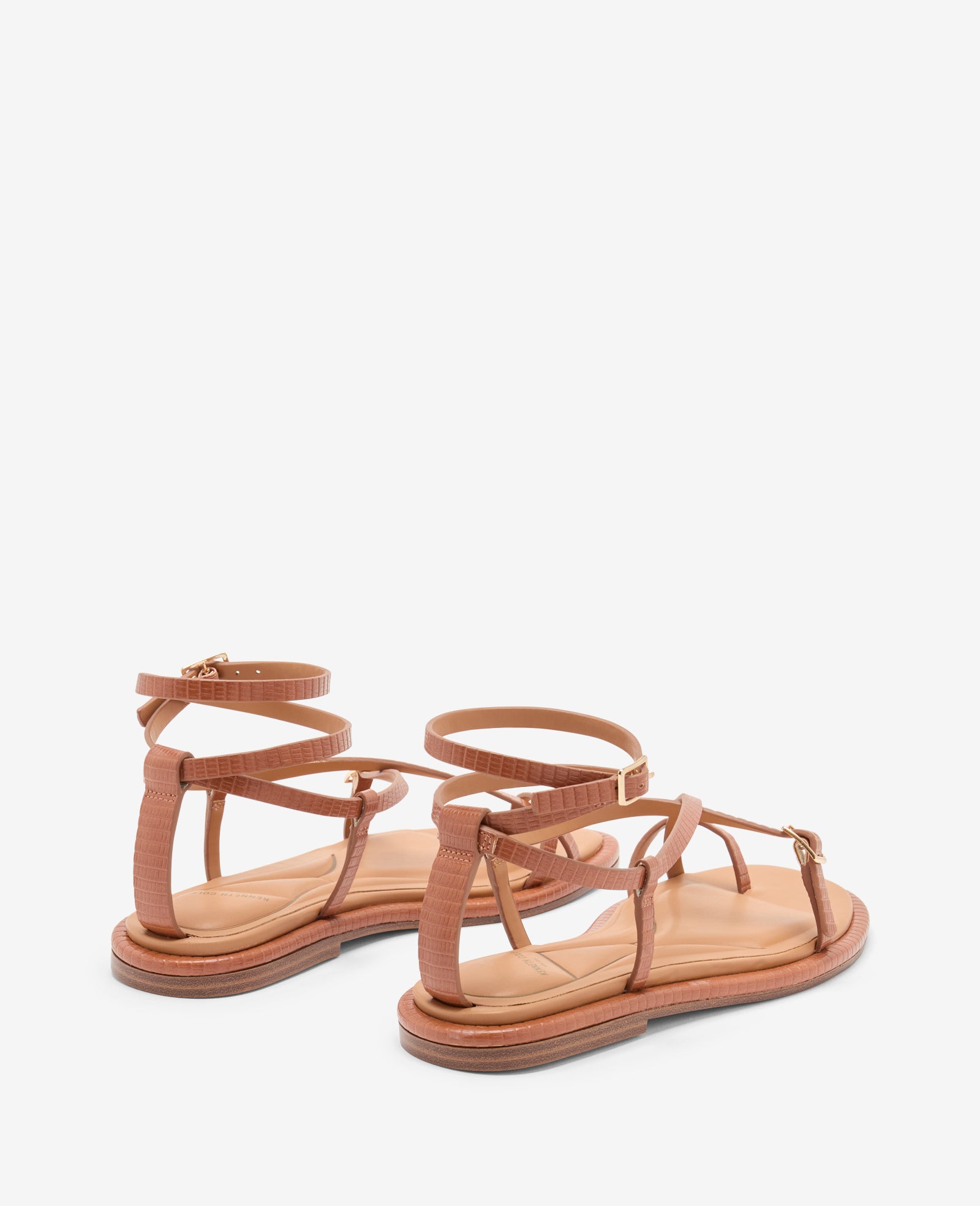 Kenneth Cole Reaction Paros Embossed Lizard Sandal sandali tan con fibbia