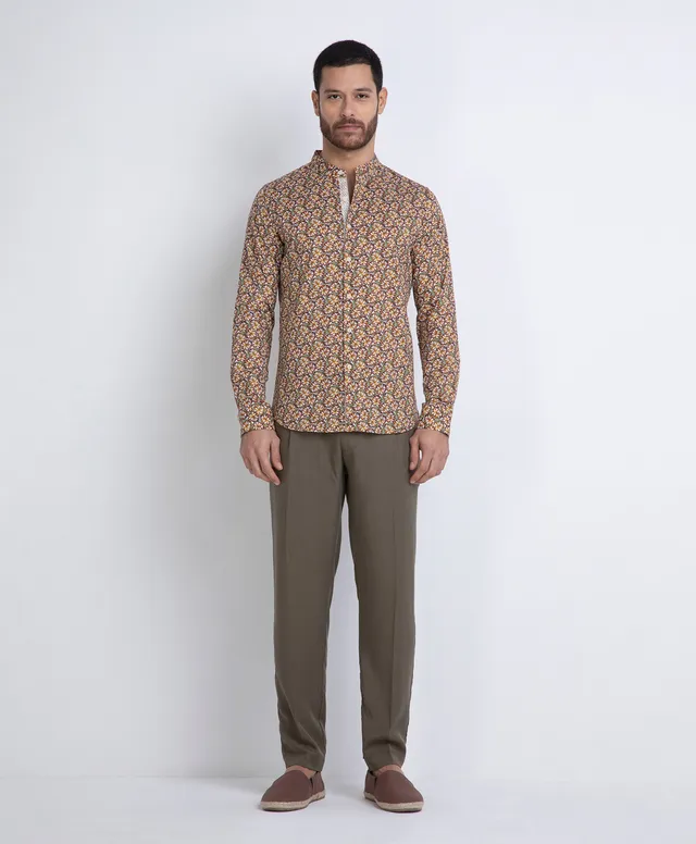 Markup Uomo Camicie Camicia in popeline fiorato camicia manica lunga