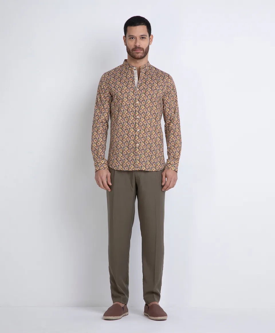 Markup Uomo Camicie Camicia in popeline fiorato camicia manica lunga