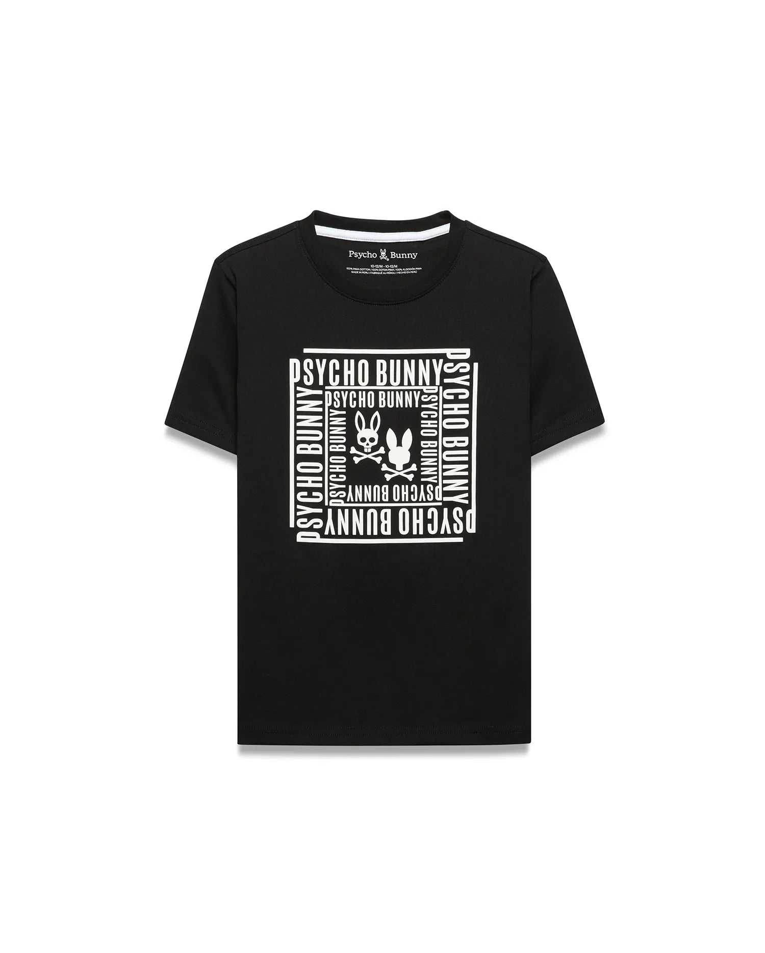 Psycho Bunny Kids Tees Raj Pima T-shirt nera in cotone