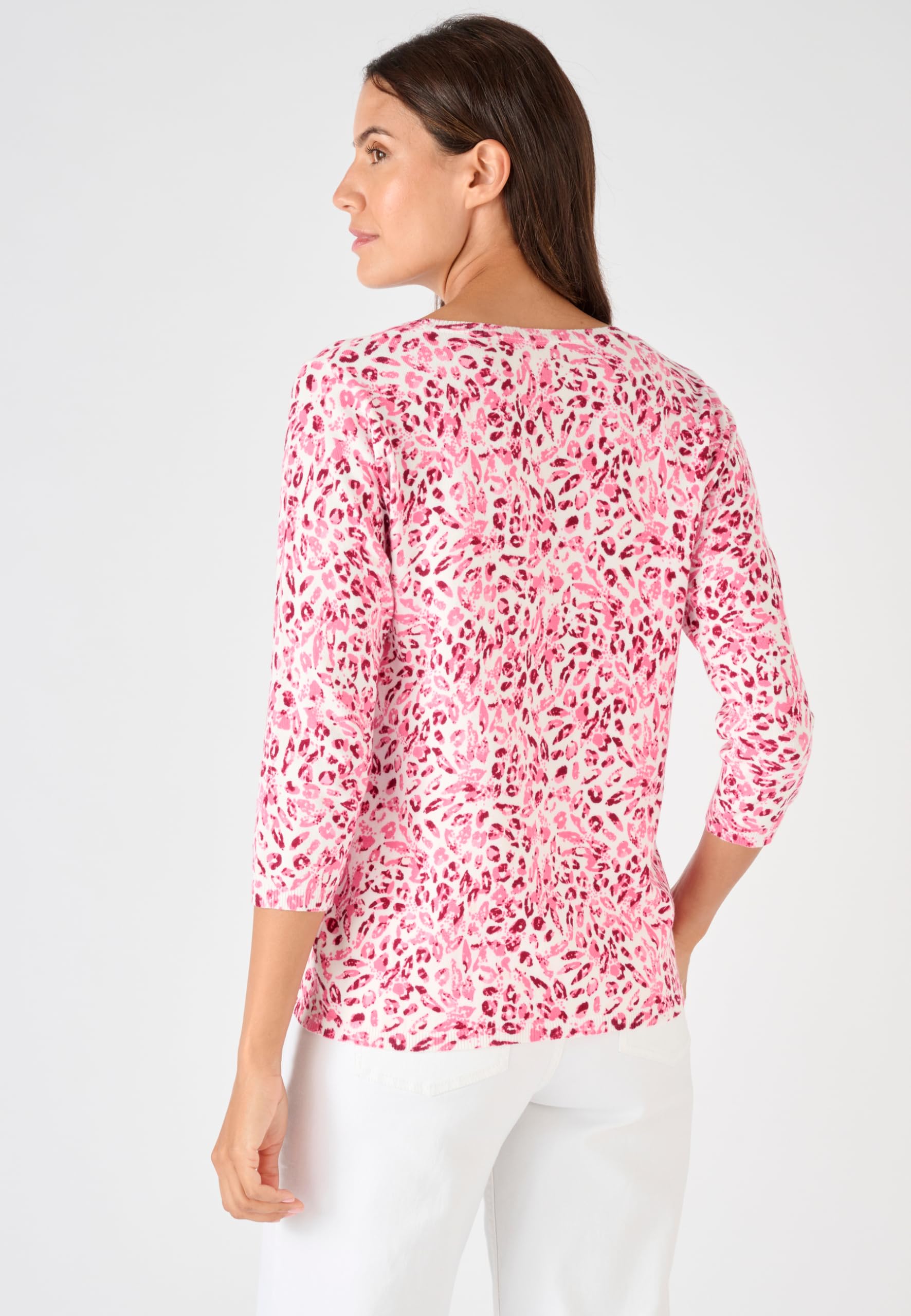 Damart Prêt-à-porter maglia sottile rosa tachista in cotone biologico